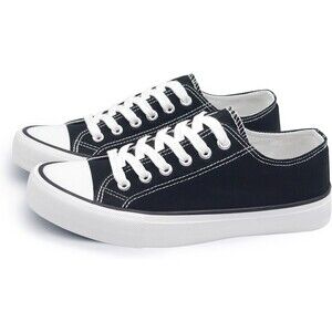 Antlulu Womens Canvas Shoes Low Top and Lace up Sneakers Black size 5 New